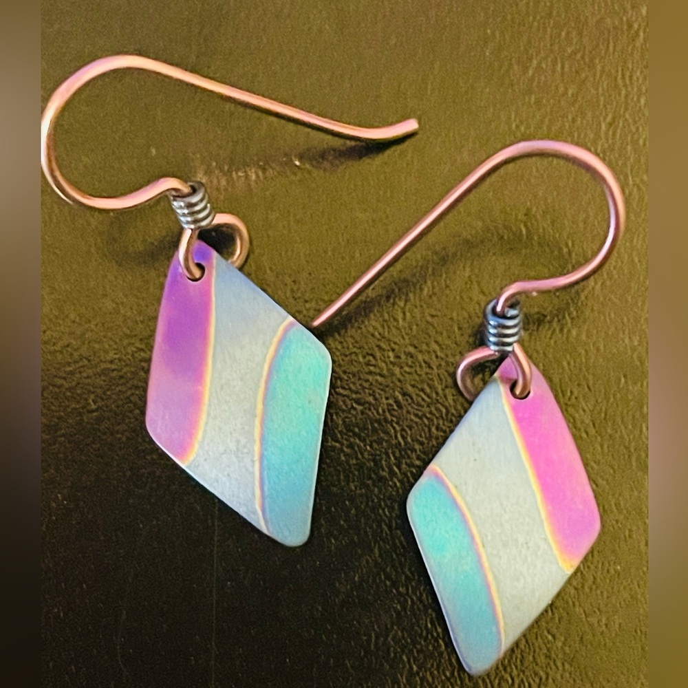 Small Titanium Rainbow Earrings